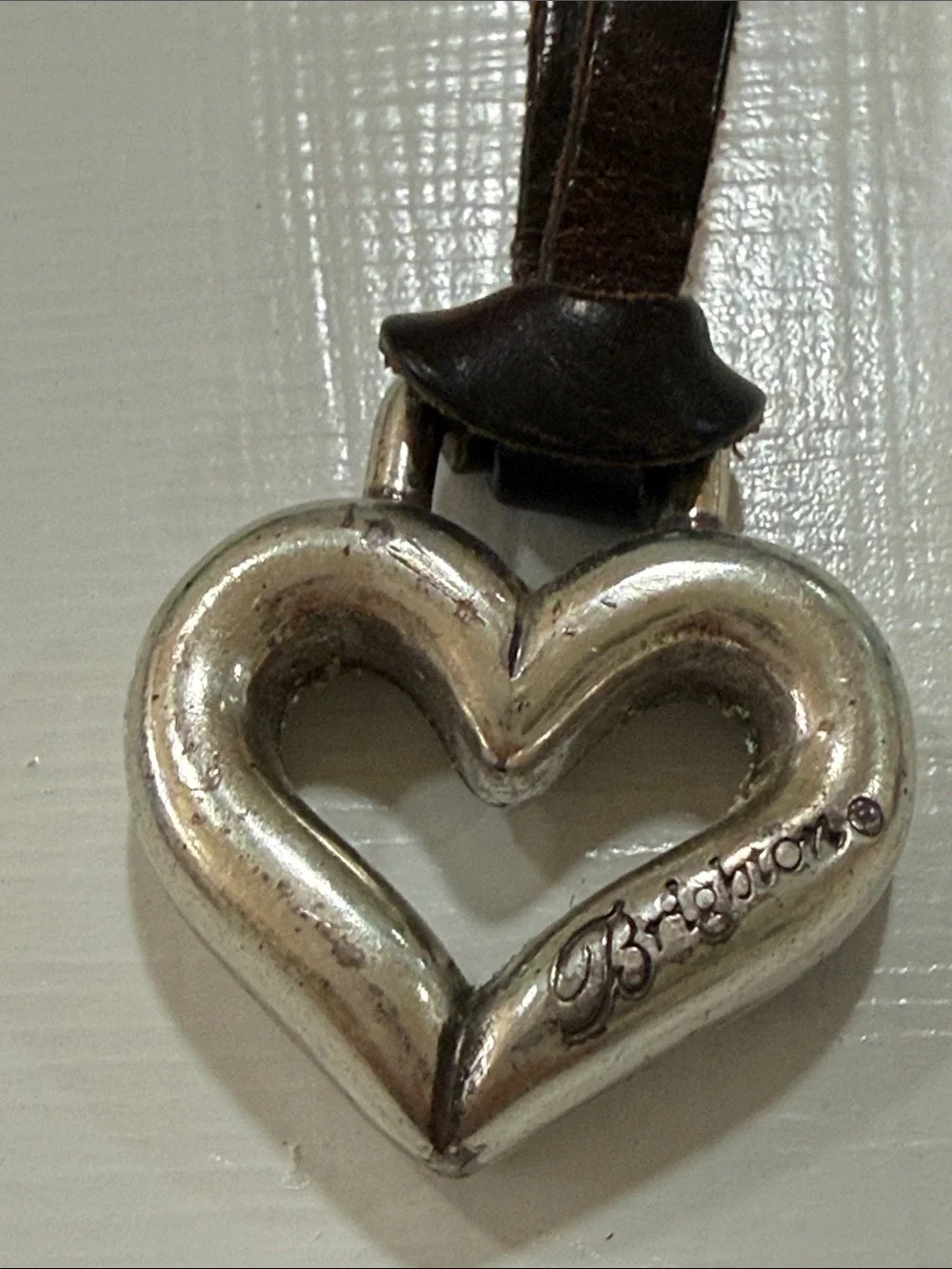 3 Brighton Brown Leather Strap Heart Charm for Bags Purse with Silver Hardware